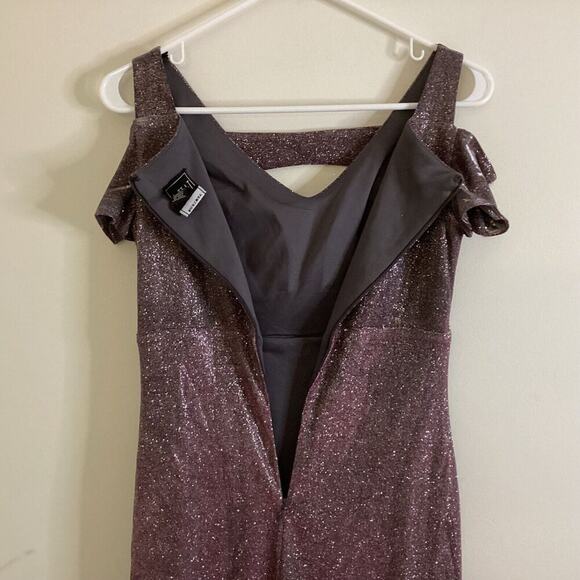 Nightway Glitter Tornazol Silver Fuchsia Gown Long Formal Dress Size 4 NYE - Picture 10 of 15